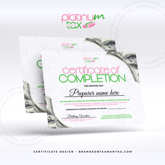 Tax Pro Certificate Design